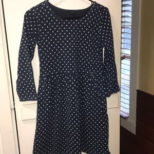Blue and white polka dot dress